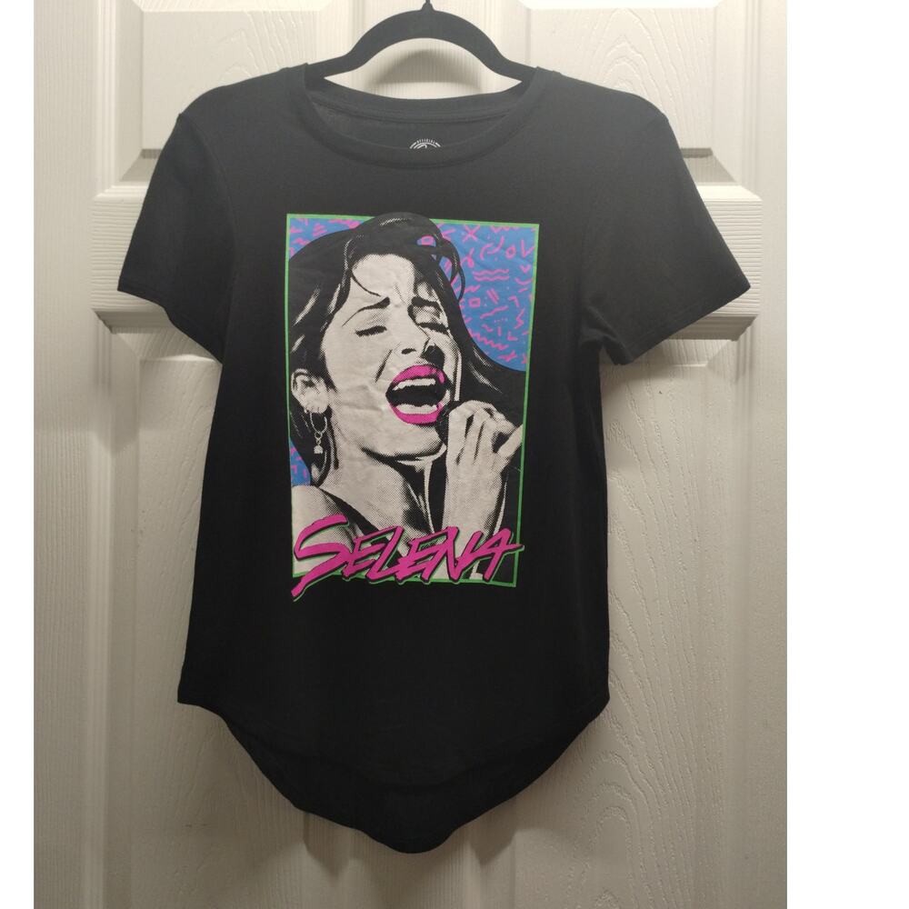 Selena Women Size Small Official Merchandise Neon Graphic High Low Round Hem Tee